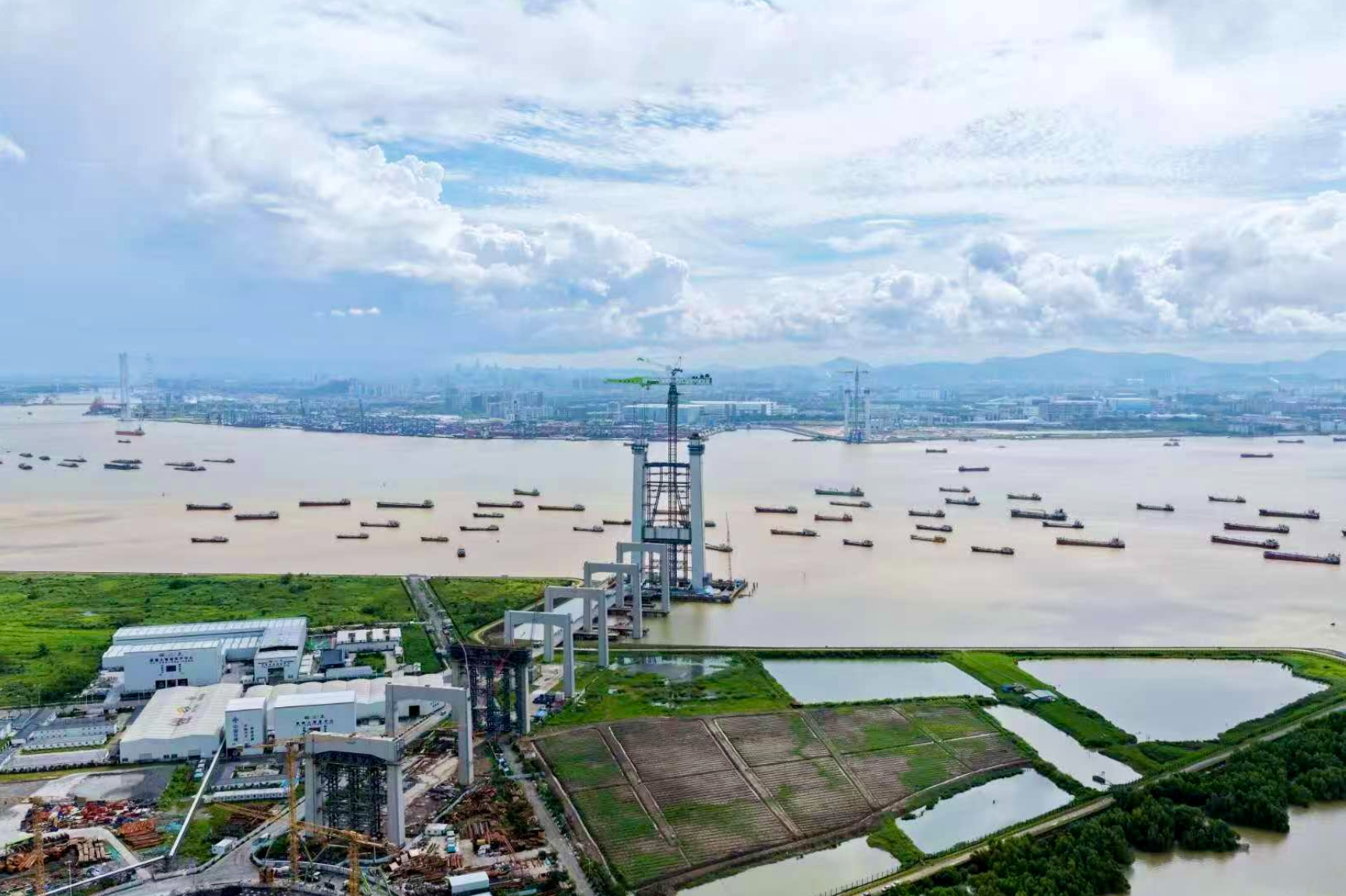 狮子洋大桥建设现场 狮子洋大桥建设现场