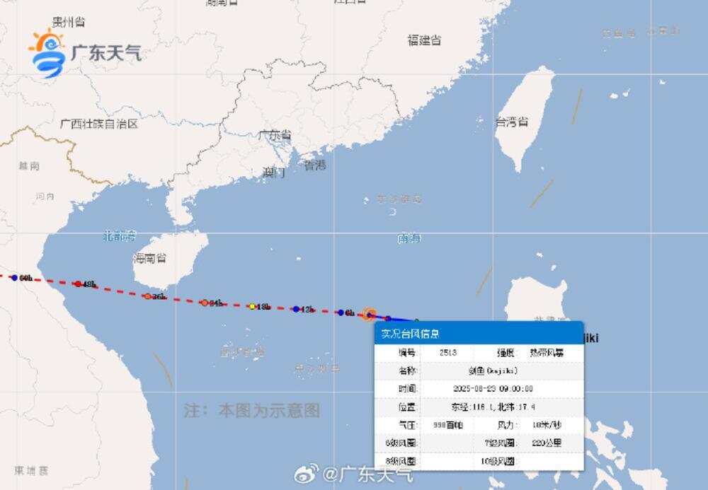 广东省气象台8月23日上午对台风“剑鱼”的路径和强度预报 广东省气象台8月23日上午对台风“剑鱼”的路径和强度预报