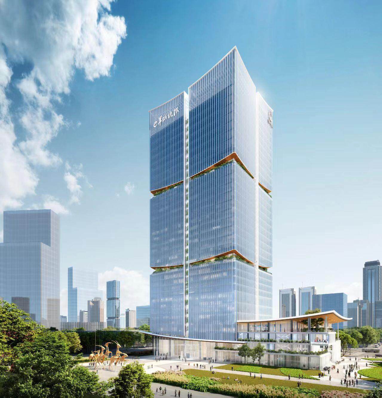 羊城晚报即将建成的岭南数字创意大厦，打造大湾区文化产业新地标。效果图