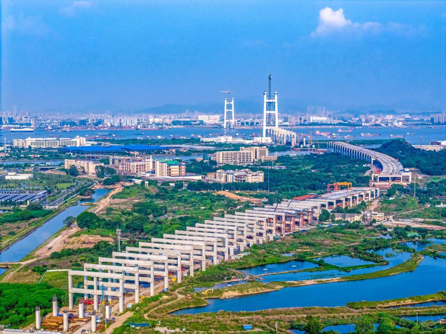 建设中的狮子洋大桥