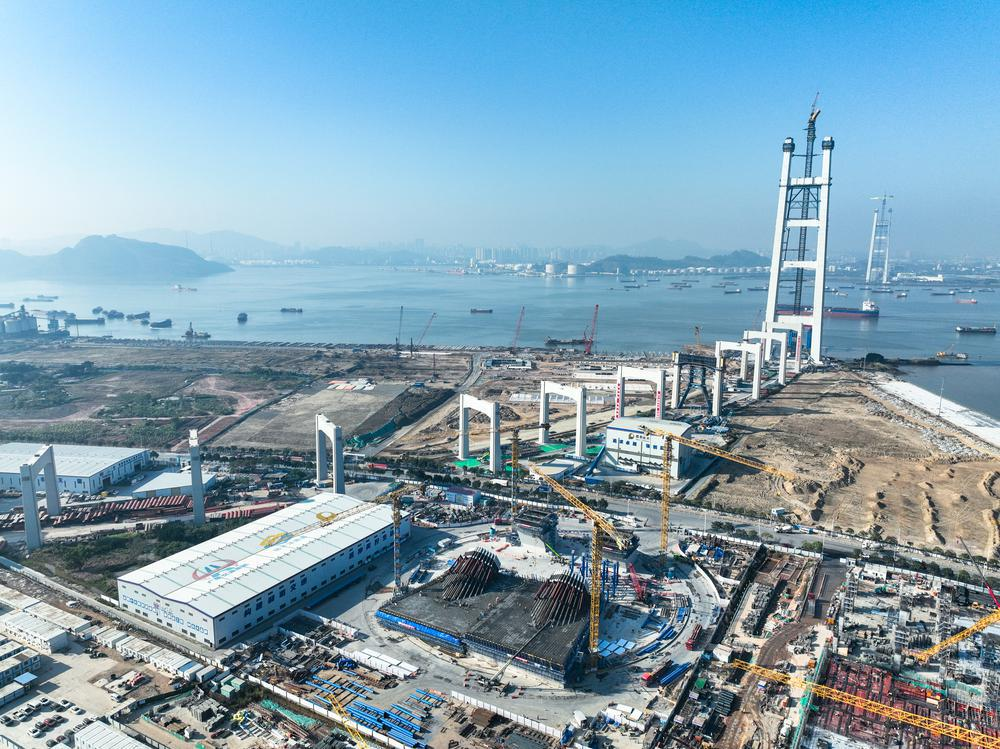 狮子洋大桥建设现场