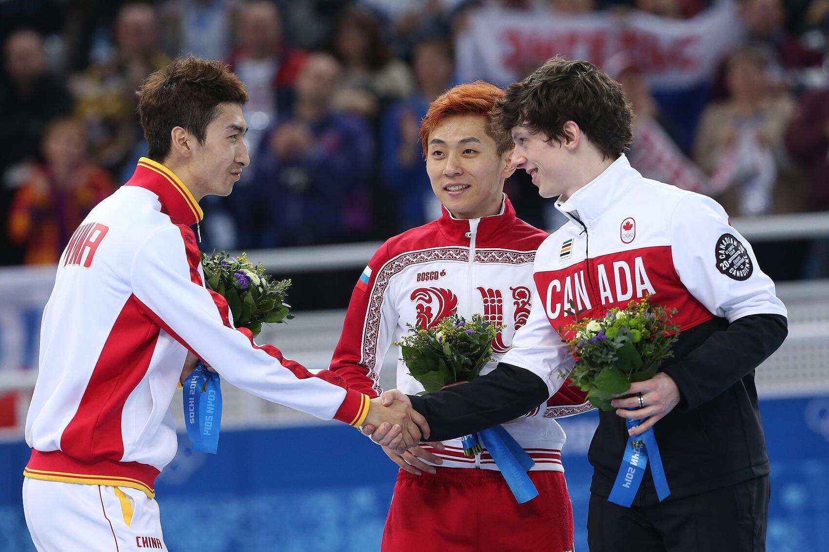 武大靖在索契冬奥会短道速滑男子500米项目中收获银牌