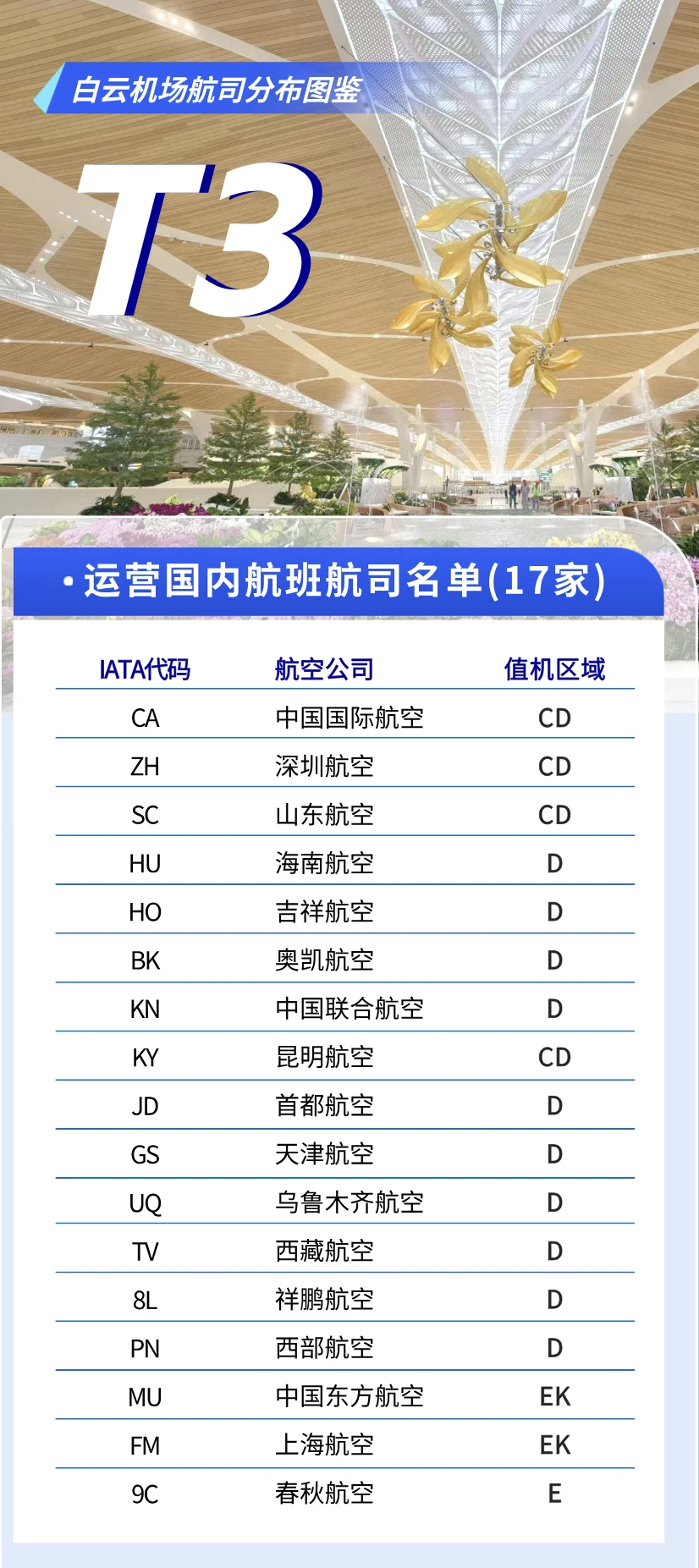 白云机场国内航司分布图鉴