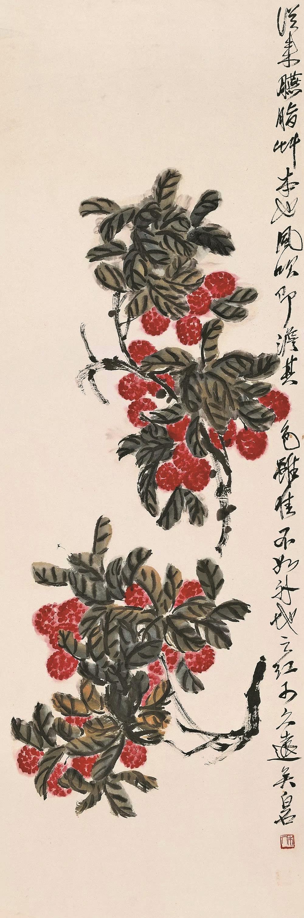 齐白石总结,自己的荔枝画创作自钦州之行开始,他曾在一幅《荔枝蜻蜓》